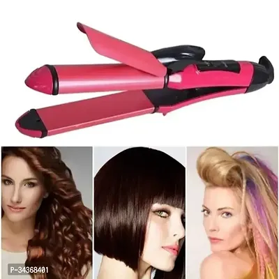 Beauty Set of Professional Hair Straightener and Hair Curler with Ceramic Plate For Women (Pink)-thumb0