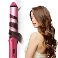 Beauty Set of Professional Hair Straightener and Hair Curler with Ceramic Plate For Women (Pink)-thumb1