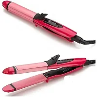 Beauty Set of Professional Hair Straightener and Hair Curler with Ceramic Plate For Women (Pink)-thumb2