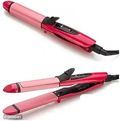 Beauty Set of Professional Hair Straightener and Hair Curler with Ceramic Plate For Women (Pink)-thumb3