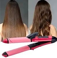 Beauty Set of Professional Hair Straightener and Hair Curler with Ceramic Plate For Women (Pink)-thumb4