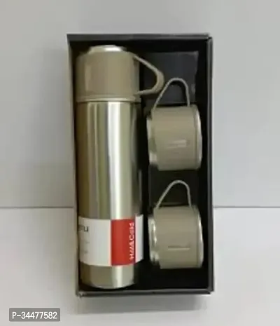 Stainless Steel Vacuum Insulated Bottle Water Flask Gift Set with Two Cups Gifts for Employees Corporate Gift Items Vacuum Flask Set with 2 Mugs