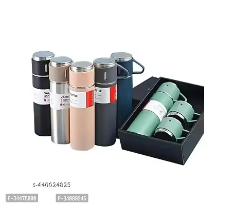 Thermo 500ml Vacuum Insulated Bottle Water Flask Gift Set with Two Cups Hot and Cold (Assorted color-Pack of 1)-thumb3