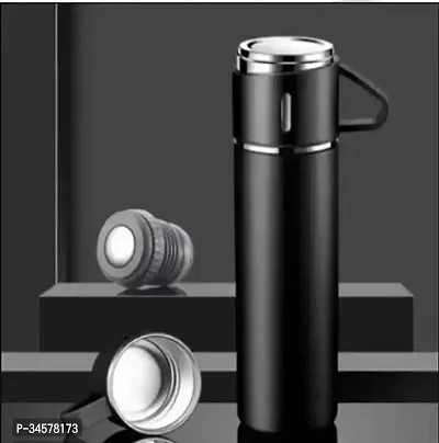 Stainless Steel Vacuum Flask Bottle With 2 Cups Set-thumb0