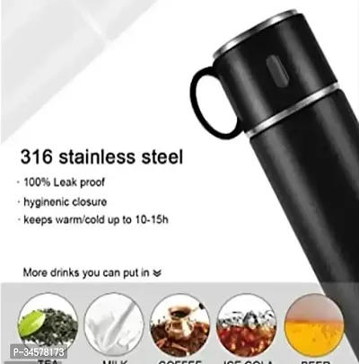 Stainless Steel Vacuum Flask Bottle With 2 Cups Set-thumb3