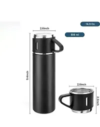 Stainless Steel Vacuum Flask Bottle With 2 Cups Set-thumb1