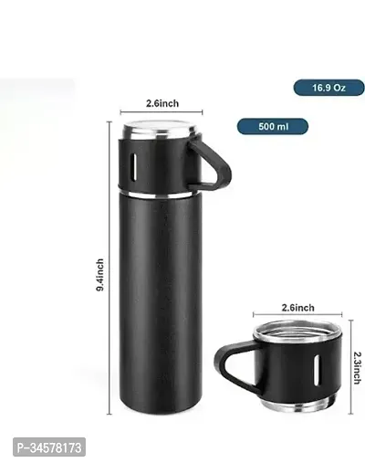 Stainless Steel Vacuum Flask Bottle With 2 Cups Set-thumb2