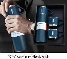 Stainless Steel Vacuum Flask Bottle With 2 Cups Set-thumb1