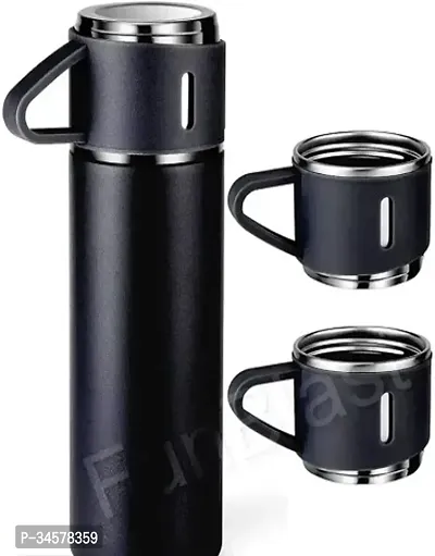 Stainless Steel Vacuum Flask Bottle With 2 Cups Set-thumb3