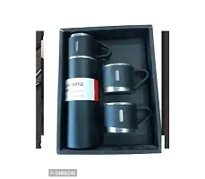 Stainless Steel Vacuum Flask Bottle With 2 Cups Set-thumb2