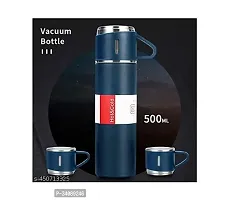 Stainless Steel Vacuum Flask Bottle With 2 Cups Set-thumb1