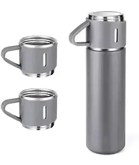 Stainless Steel Vacuum Flask Bottle With 2 Cups Set (Assorted color)-thumb3