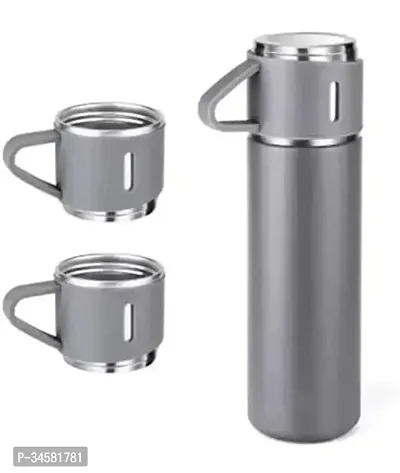 Stainless Steel Vacuum Flask Bottle With 2 Cups Set (Assorted color)-thumb4