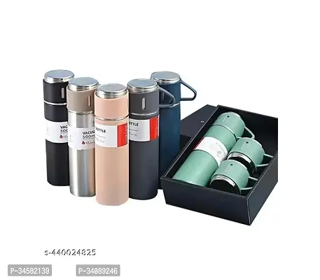 Stainless Steel Water Bottle Vacuum Flask for Hot and Cold Drinks 500 ML with 2 cups.-thumb5