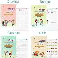 Sank Magic Practice Copybook, (4 BOOK + 10 REFILL+ 1 Pen +1 Grip) Number Tracing Book for Preschoolers with Pen, Magic Calligraphy Copybook Set Practical Reusable Writing Tool Simple Hand Lettering-thumb1