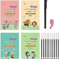 Sank Magic Practice Copybook, (4 BOOK + 10 REFILL+ 1 Pen +1 Grip) Number Tracing Book for Preschoolers with Pen, Magic Calligraphy Copybook Set Practical Reusable Writing Tool Simple Hand Lettering-thumb2