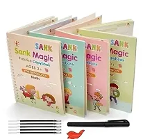 Sank Magic Practice Copybook, (4 BOOK + 10 REFILL+ 1 Pen +1 Grip) Number Tracing Book for Preschoolers with Pen, Magic Calligraphy Copybook Set Practical Reusable Writing Tool Simple Hand Lettering-thumb3