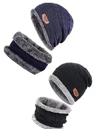 Winter Woolen Men And Women Cap With Neck Warmer [PACK OF 1] (Color May Vary)-thumb1