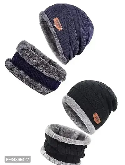 Winter Woolen Men And Women Cap With Neck Warmer [PACK OF 1] (Color May Vary)-thumb2