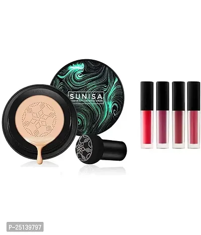 sunisa face foundation bb cc cream and red matte mini liquid lipstick