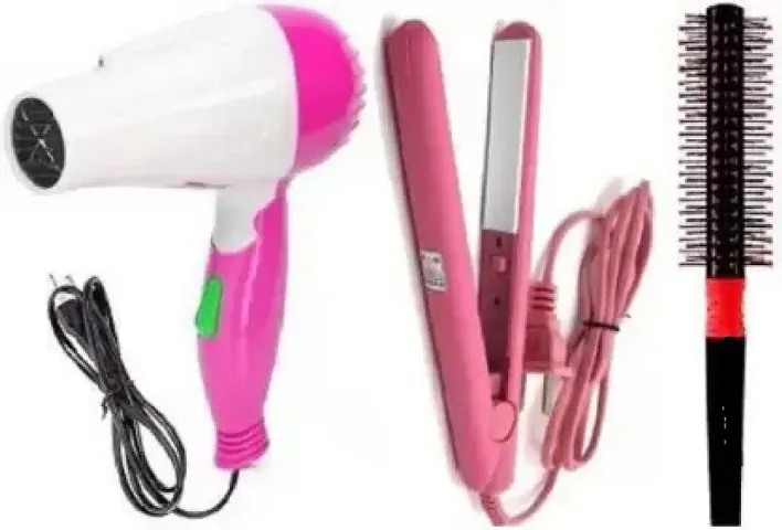 Hair dryer with hair straightener and hair comb