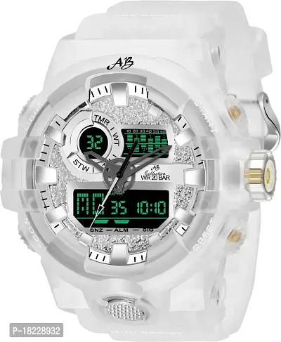 Excellent Silver Silicone Analog  Digital For Men