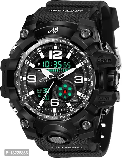 Excellent Black Silicone Analog  Digital For Men