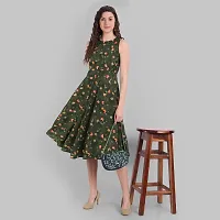 Women Floral Printed Fit and Flare midi A-line Dress-thumb1