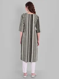 Gloryance Women Striped Straight Crepe Kurtis (XX-Large, Green)-thumb2