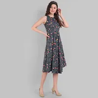 Women Floral Printed Fit and Flare midi A-line Dress-thumb4