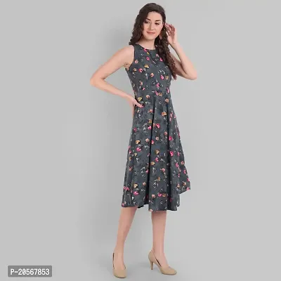 Women Floral Printed Fit and Flare midi A-line Dress-thumb5