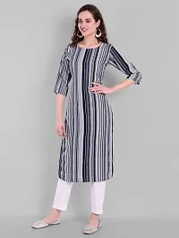 Gloryance Women Striped Straight Crepe Kurtis (XX-Large, Blue)-thumb4