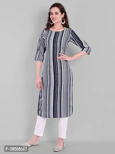 Gloryance Women Striped Straight Crepe Kurtis (XX-Large, Blue)-thumb5