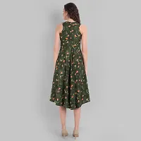 Women Floral Printed Fit and Flare midi A-line Dress-thumb2