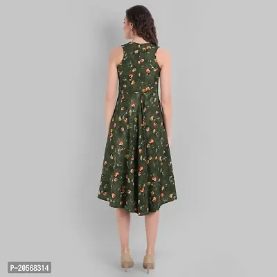 Women Floral Printed Fit and Flare midi A-line Dress-thumb3