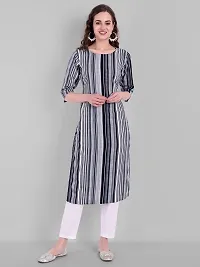 Gloryance Women Striped Straight Crepe Kurtis (XX-Large, Blue)-thumb1