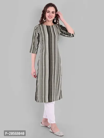 Gloryance Women Striped Straight Crepe Kurtis (XX-Large, Green)-thumb4