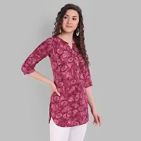 Women Floral Printed Crepe A-Line Top (Large, Pink)-thumb4