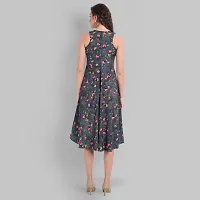 Women Floral Printed Fit and Flare midi A-line Dress-thumb2