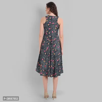 Women Floral Printed Fit and Flare midi A-line Dress-thumb3