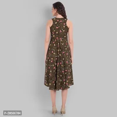 Women Floral Printed Fit and Flare midi A-line Dress-thumb3