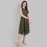 Women Floral Printed Fit and Flare midi A-line Dress-thumb4