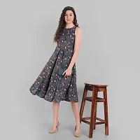 Women Floral Printed Fit and Flare midi A-line Dress-thumb1