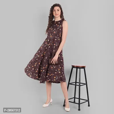 Women Floral Printed Fit and Flare midi A-line Dress-thumb2