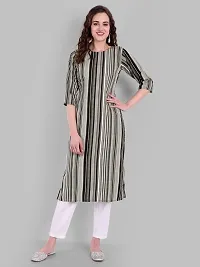 Gloryance Women Striped Straight Crepe Kurtis (XX-Large, Green)-thumb1