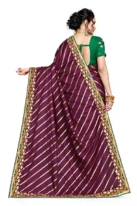 Gloryance Gold-Toned Leheriya Foil Print Poly Silk Saree (purple)-thumb4