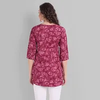 Women Floral Printed Crepe A-Line Top (Large, Pink)-thumb2