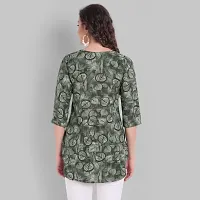 Women Floral Printed Crepe A-Line Top (Small, Green)-thumb3