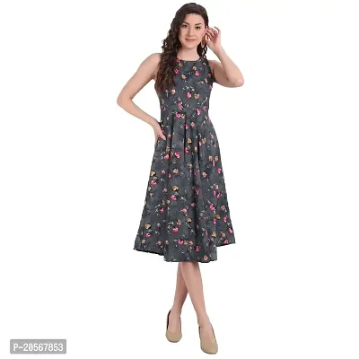 Women Floral Printed Fit and Flare midi A-line Dress