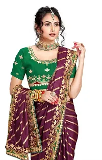 Gloryance Gold-Toned Leheriya Foil Print Poly Silk Saree (purple)-thumb2